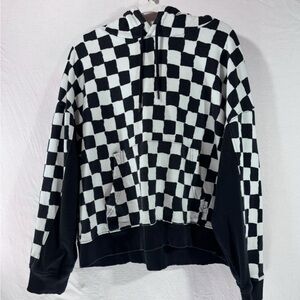 Topman Black and White Checkered Hoodie